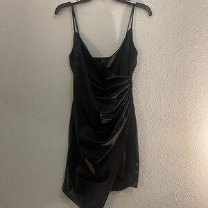 Windsor Black Asymmetrical Draped Dress